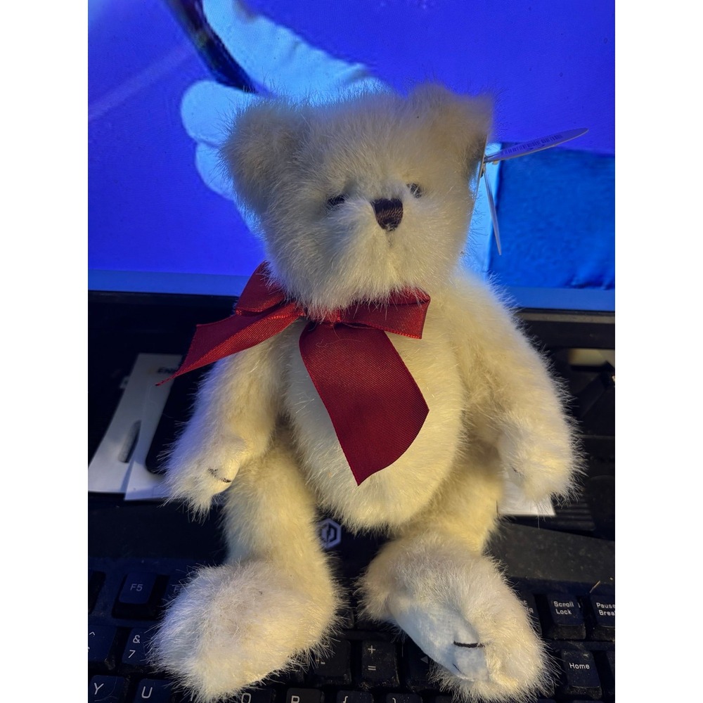 Nanco 2002 NWT Series White Teddy Bear Plush Red Bow the Bearington Collection